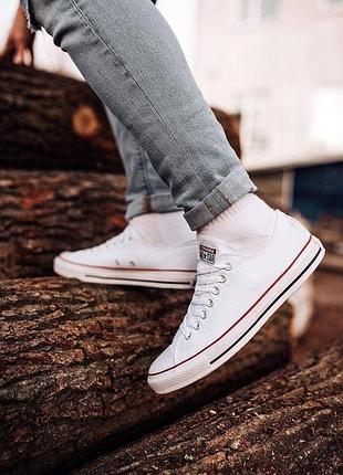 Кеди чоловічі converse all star нові тканеві текстильні  літні білі  41 42 43 44 45 р