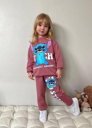 Спортивный костюм двойка детский stich 110-116 коричневый