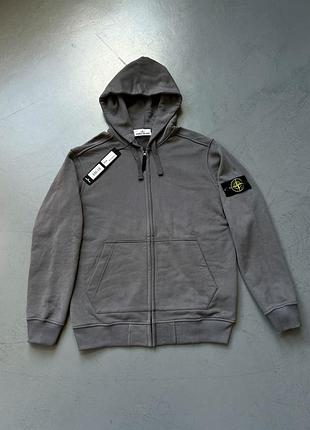 Зіп худі stone island на блискавці з капюшоном | кофта стон айленд чоловіча жіноча унісекс | сірий s m l xl xxl