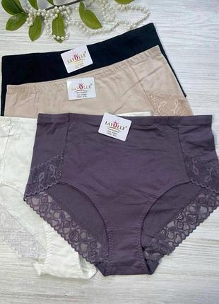 Батальные трусики из хлопка декорированы кружевом размер 2xl 3xl 4xl.0005🎀