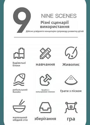 Столик лего с конструктором + стул,231 элемент конструктора, типа lego duplo, развивающий столик 4
