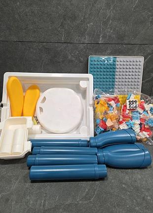 Столик лего с конструктором + стул,231 элемент конструктора, типа lego duplo, развивающий столик 8