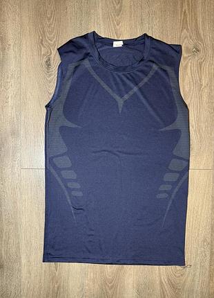 Чоловіча спортивна компресійна майка (tank top) без рукавів для тренувань та фітнесу, розмір м