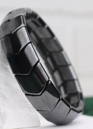 Ребристий чоловічий браслет з гематиту на руку "shell" 12 мм