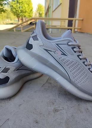 Кроссовки мужские baas run sport fashion светло-серые кожа сетка
