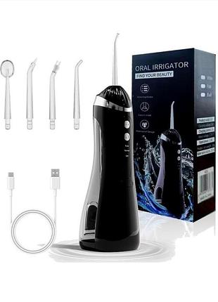 Ирригатор а16, аккумуляторный, беспроводной, 4 насадки, от usb, 200мл