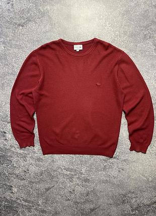 Lacoste бордовий светр / premium knit / crew neck / 2xl / оригінал