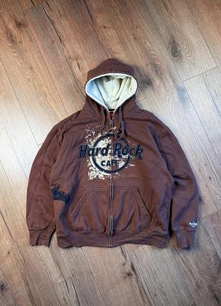 Кофта худі толстовка коричнева hard rock cafe vintage