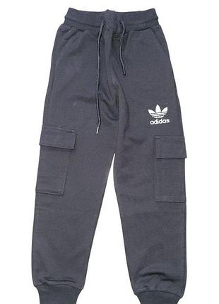 Штаны спортивные детские принт adidas 110 черный