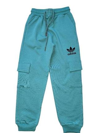 Штаны спортивные детские принт adidas 128 зеленый