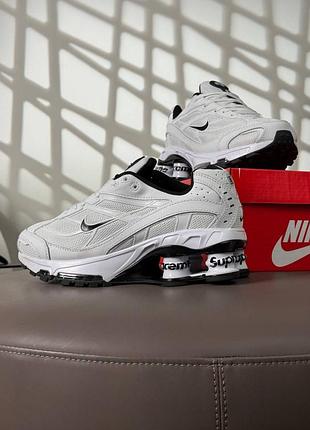 Женские кроссовки nike x supreme shox ride 2 sp white black