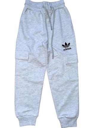 Штаны спортивные детские принт adidas 128 серый