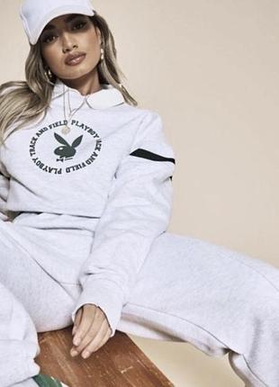 Світшот жіночий сірий розмір s/m колаборація missguided & playboy