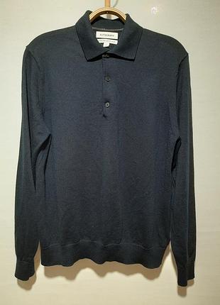 Премиальная мериносовая кофта поло 1/4 пуговица autograph, l navy blue merino