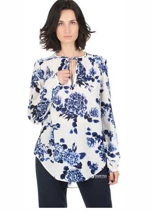 Блузка легкая белая в синие цветы от h&amp;m