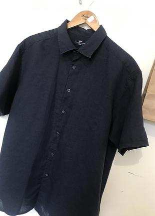 Сорочка темно-синя з коротким рукавом marks&spencer xl
