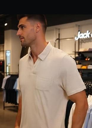Чоловіча футболка поло jack & jones, р. l, колір кремовий беж