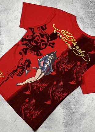 Ed hardy жіноча футболка з великим логотипом ориігінал розмір l