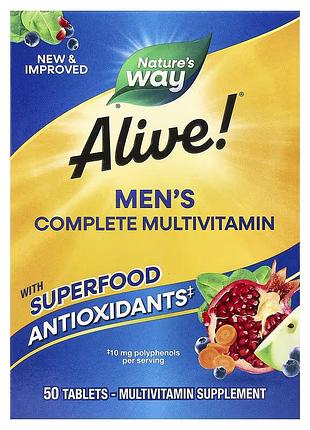 Комплекс вітамінів та мінералів для чоловіків natures way mens energy multivitamin alive! 50 табле
