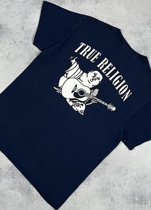 True religion чоловіча футболка з великим логотипом темно синя розмір м