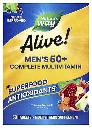 Комплекс вітамінів для чоловіків 50+ nature's way alive! men's complete multivitamin 50 таблеток