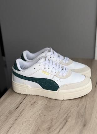 Кросівки унісекс puma білі з зеленим шкіряні 37,5