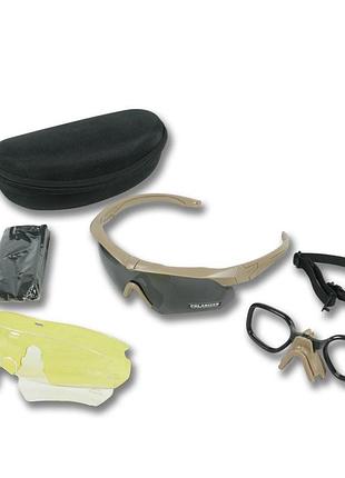 Тактические очки polarized uv400 c5 с 3 линзами и койот оправа