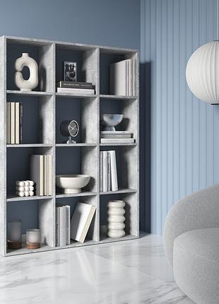 Стеллаж vays m-8, книжная полка на 12 ячеек, лдсп, 108×29×143 см - для дома, офиса, детской или гостиной