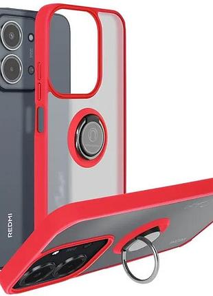Чохол fiji colorframe для poco c85 матовий бампер з кільцем підставкою red
