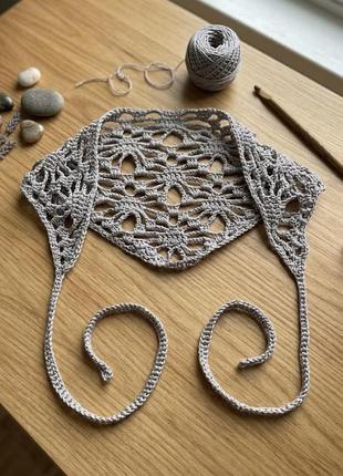 Хустка жіноча сіра, бандана, припинда, handmade