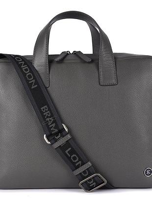 Шкіряна сумка для ноутбука 14 brampton london maven grey (сірий)