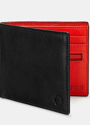 Чоловічий шкіряний гаманець yoshi y2378 (black/red)