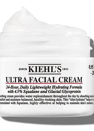 Ultra facial cream kiehl's 28 мл • зволожувальний крем зі скваланом для всіх типів шкіри обличчя / зволожуючий зволоження догляд денний нічний