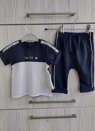 Брендовий синій костюм футболка і штани matalan для хлопчика 0-3м