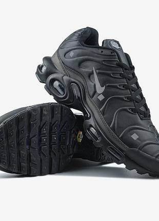 Кроссовки nike air max tn plus black leather арт 0345