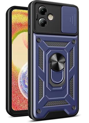 Чехол fiji camera defence для motorola g14 бампер с защитой камеры и подставкой dark blue