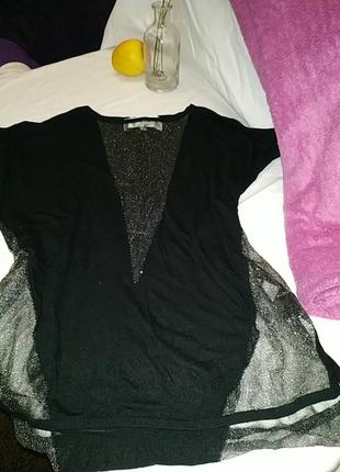 Вискозная блузка с сеткой- люриксом