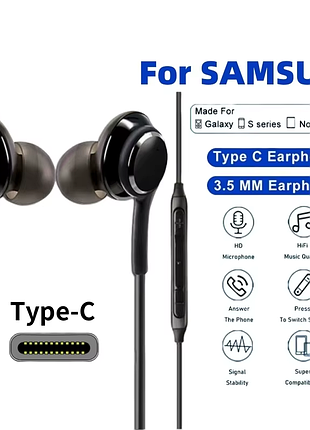 Проводные наушники type-c для samsung galaxy s24 s23 s22
