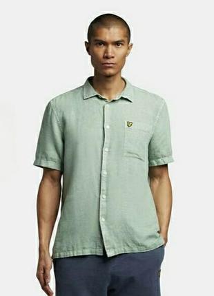 Льон + бавовна сорочка з випраного оксфордського льону lyle & scott