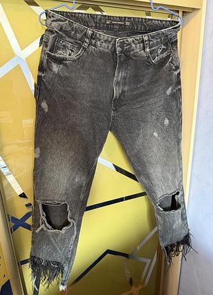 Джинси сірі zara з пірʼям