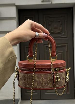 Coach trail crossbody 17 with pillow quilting in signature canvas brown [оригинальная магнитная брендированная коробка] 16х8х8