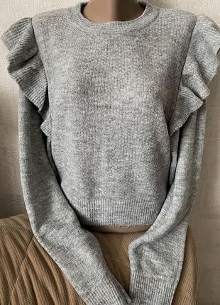 H&m кроп-джемпер сірий, розмір xs, короткий светр.