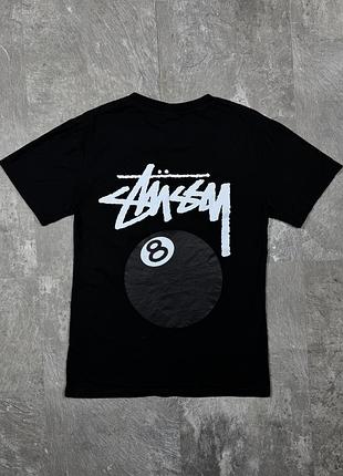 Оригінальна футболка stussy 8 ball tee чорна стусі стусси біг лого на спині big logo чорна класична streetwear стрітвеар made in mexico оригинал