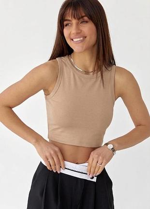Базовый хлопковый женский топ майка цвета мокко кофе с молоком zara