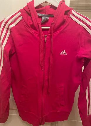 Зіп-худі adidas essentials / рожева олімпійка адідас з капюшоном
