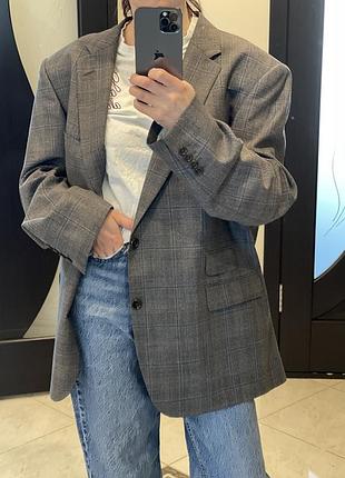 Трендовый оверсайз  samuel slater luxury пиджак с мужского плеча клетка шерсть