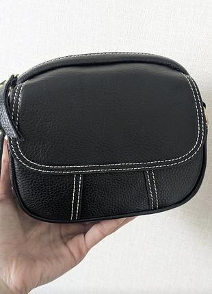 Сумка, сумочка мини кожаная черная на длинной ручке 👍 распродаж