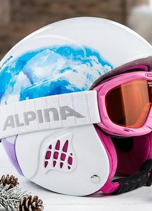 Яркий комплект для склона: шлем alpina carat + маска ruby s (48-52 см)