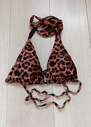 Леопардовый верх купальника на завязках бюст south beach m 10 38 75b 75c 75c 70c 70d 85a