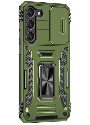 Ударопрочный чехол camshield army ring для samsung galaxy s21+ оливковый / army green